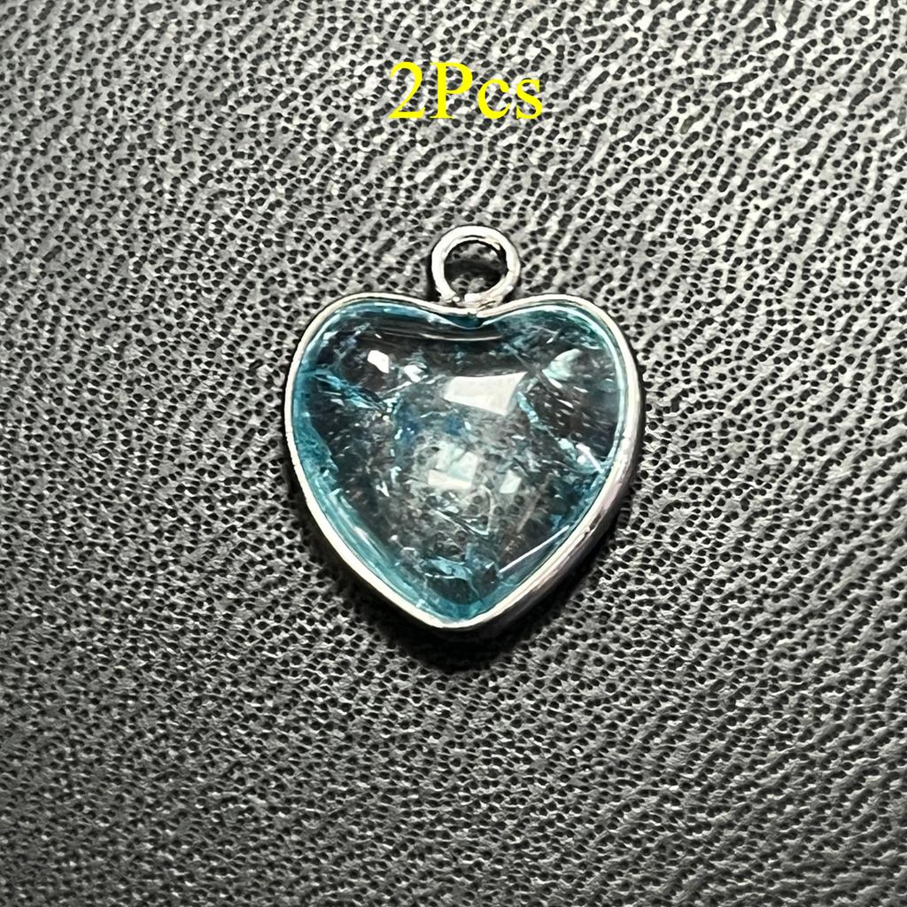 2 Stück, Energie Naturstein Anhänger mit silberfarbenem Rand, Spirituelle Heilung Kristall Herz Edelstein Charms für Schmuckherstellung DIY Basteln 15mm