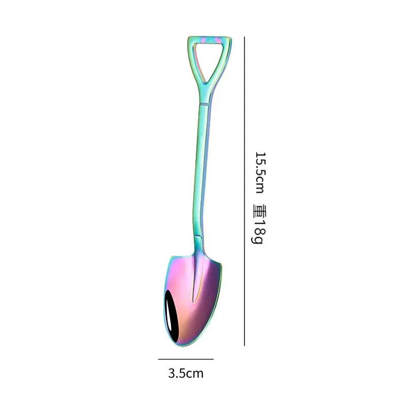 Stainless Steel Coffee Tea Scoops Creative Retro Shovel Scoop for Dinner Ice Cream Dessert Watermelon Kitchen Tableware Bar Tool TLY008