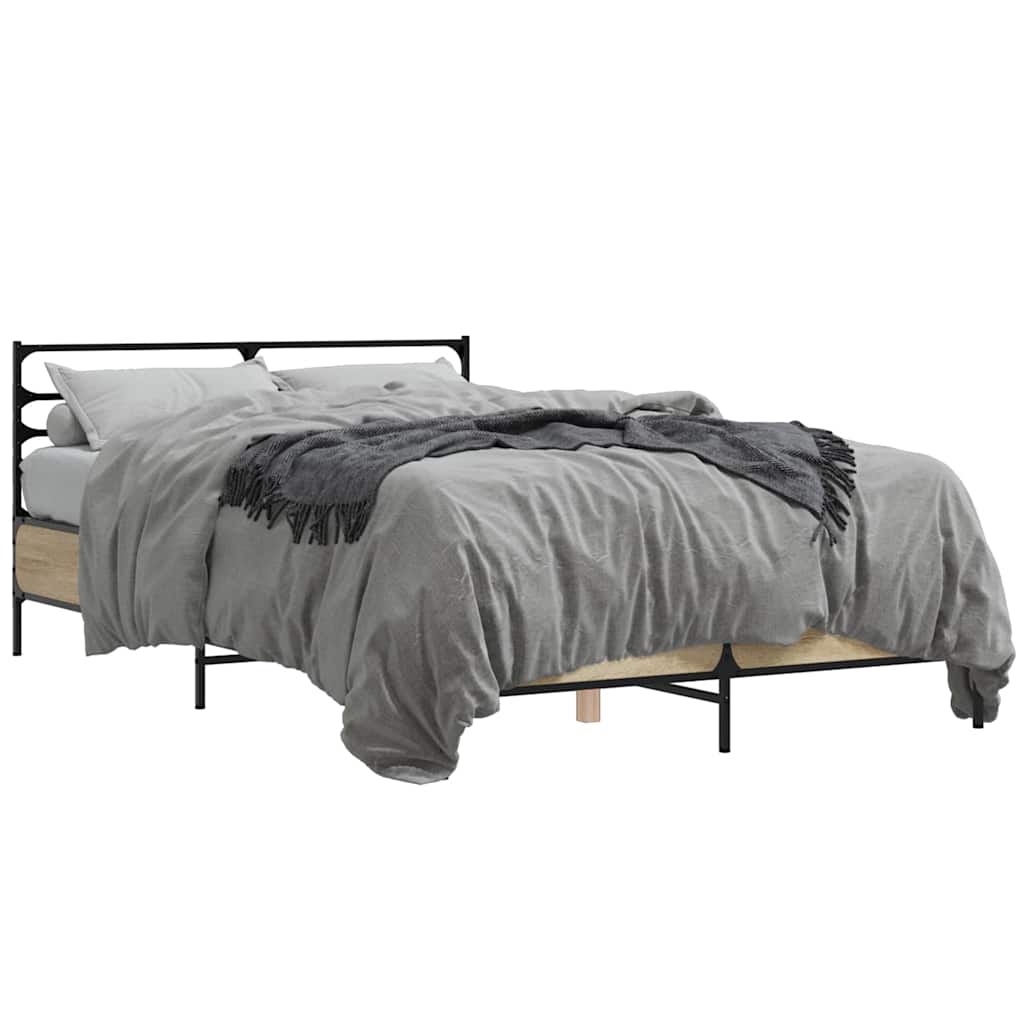 Bed Frame Sonoma Oak 140x200 cm Particleboard and Metal