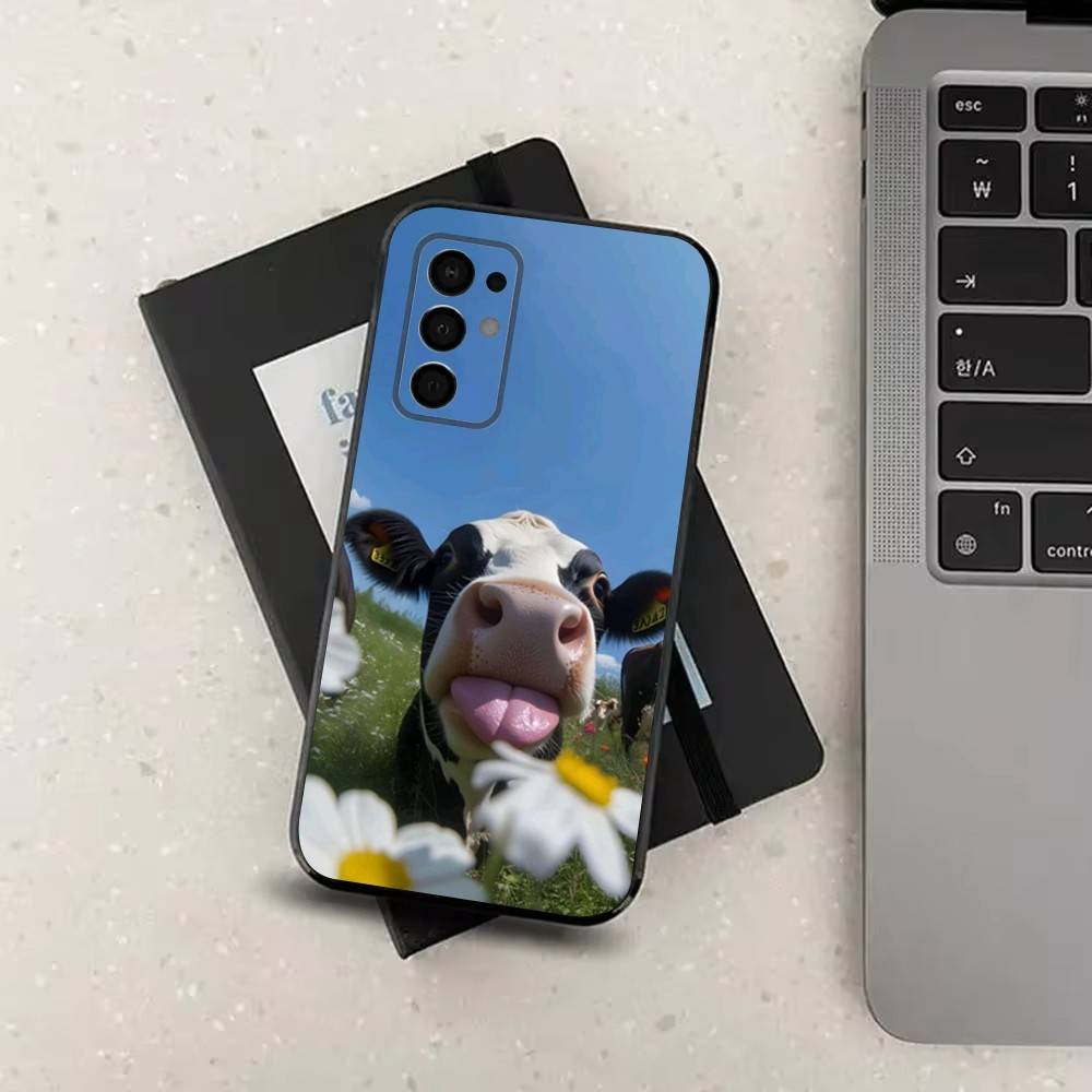 Animal Cute Dairy Cow Phone Case For Samsung Galaxy A73,31,32,72,41,J7,8,9,53,52,71,22,Note Soft Black Silicone Cover