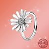 925 Sterling Silver Chrysanthemum Flower Pan Rings Overlay Women Jewelry Rings Couple Wedding Ring Sparkling Cz Gift