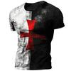 Vintage Knights Templar T Shirt For Men 3d Printed Jesus Christ Crucifix Men's Tshirt Oversized Short Sleeve Tops Tee Shirt Man