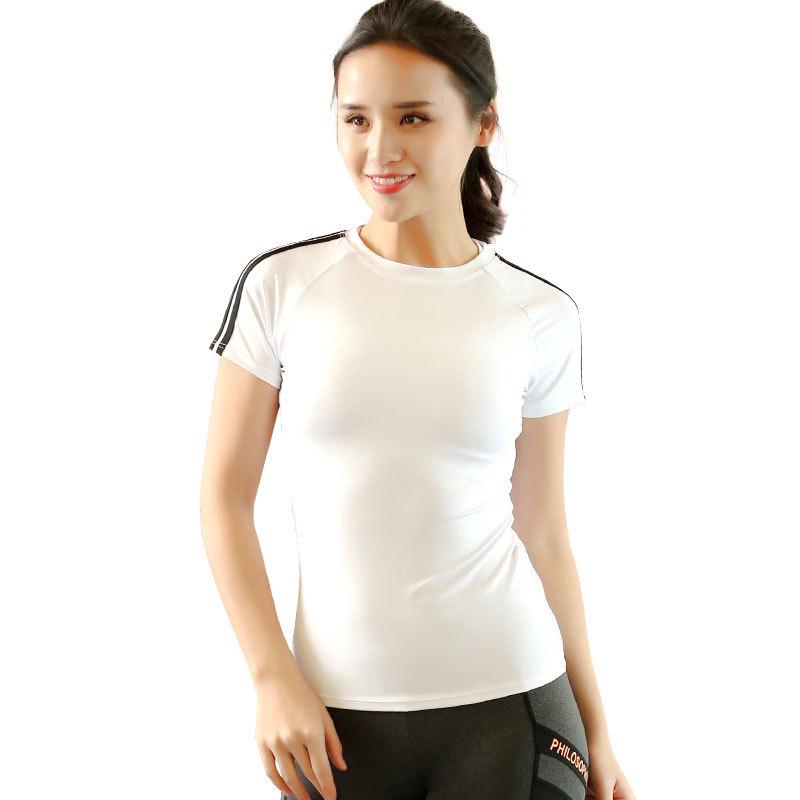 

Женский эластичный фитнес-топ с коротким рукавом для бега и йоги M белый