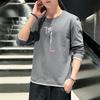 Men's Korean Style Long-Sleeve Slim Round Neck Sweater Shirt for Spring