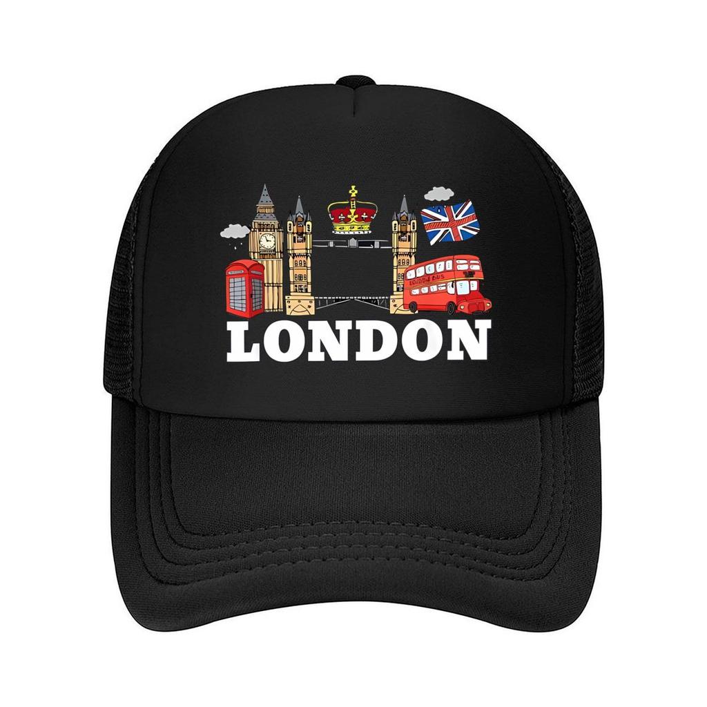 London - Iconic Symbols and City Representation Mesh Baseball Cap