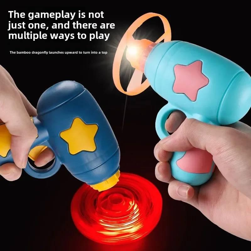 Children Saucer Launcher Outdoor Spinning Top Dinosaur Gun Toys Mini Flying Disc Shooting Gun Funny Cat Toy