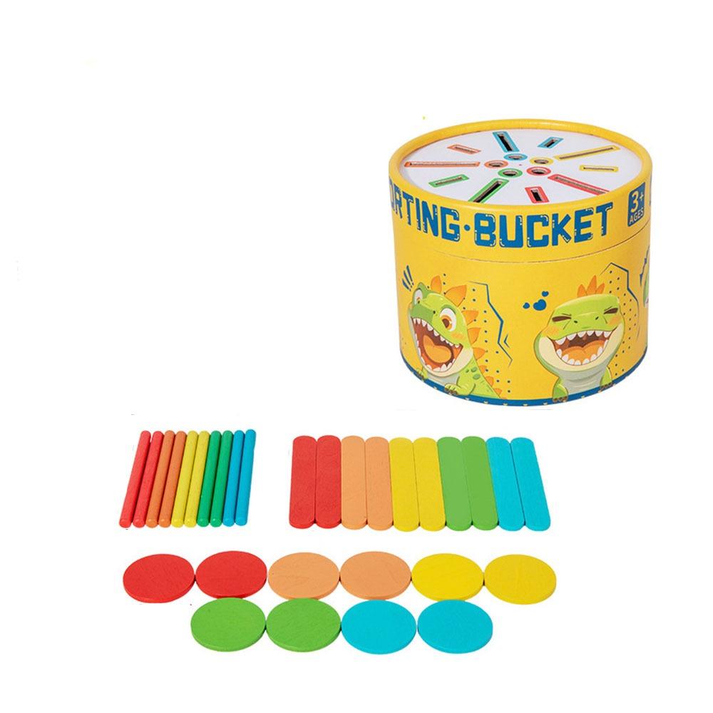 Wooden Early Education Classification Bucket Montessori Colored Wooden Stick Toy  Kindergarten Style4