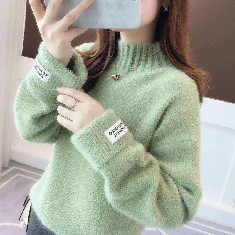 YYFS Moda dama ocazional toamna iarna imprimeu culoare uni pulovere cu maneca lunga cu gat inalt