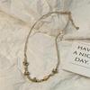 Retro stone shell champagne beaded necklace female versatile high-end sense niche design sense small fragrant style collarbone chain