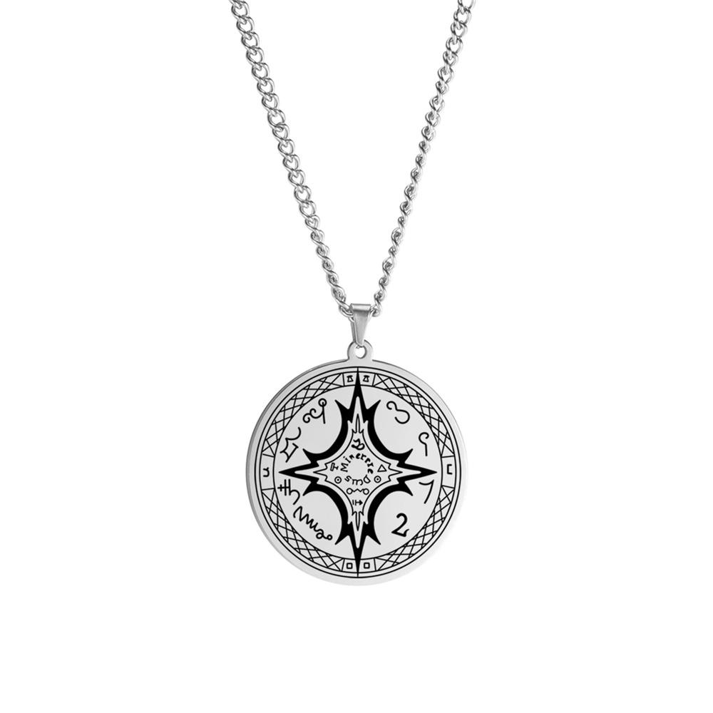 

Tetragrammaton Mastery of The Magical Arts Talisman Pendant Necklace Stainless Steel Chain Supernatural Amulet Jewelry 60cm