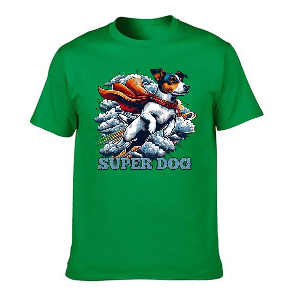 Unisexs Cotton TShirt Super Dog Jack Russell Terrier Graphic Print Casual Crewneck Tee for Daily Wear