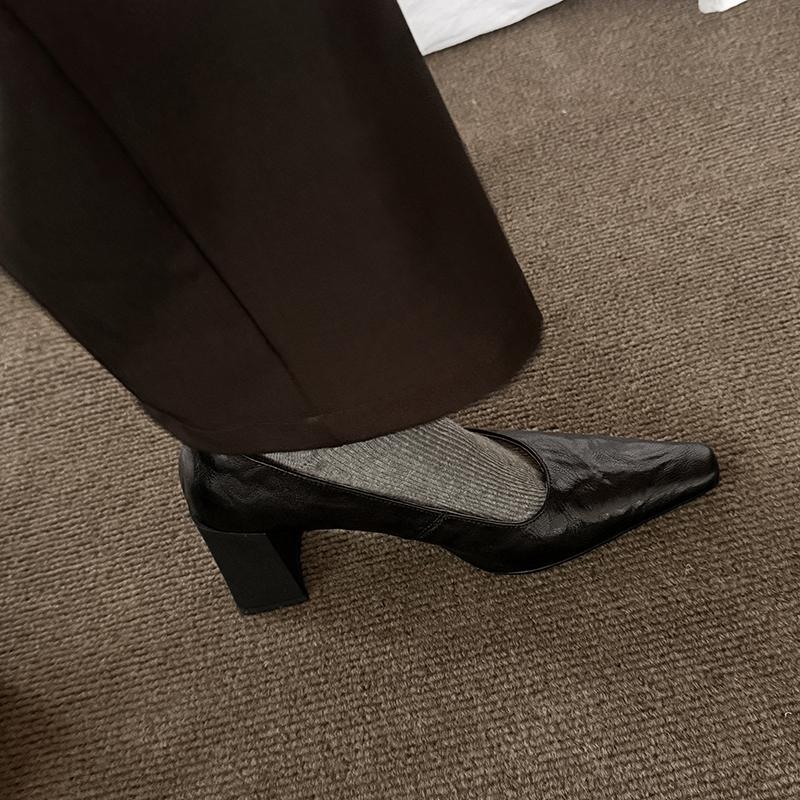 Fashion 2025 NEW Spring Women Pumps Genuine Leather Women Shoes Square Toe High Heel Elegant Buckle Strap Handmade Fashion Ladies Shoes