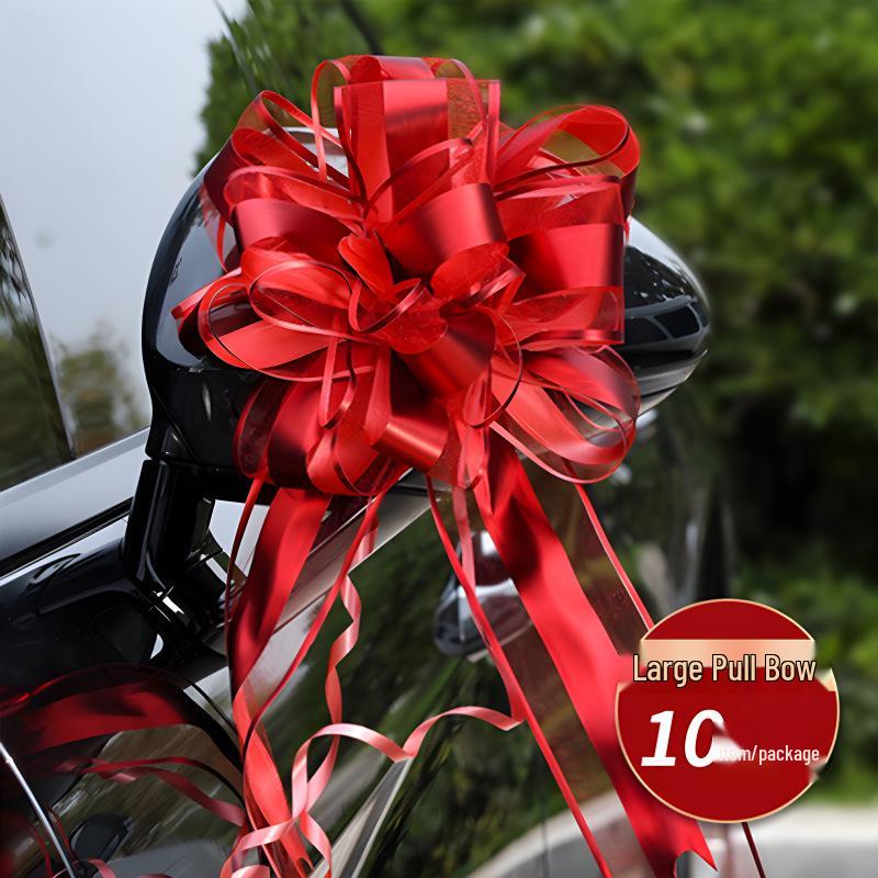 Wedding Car Decoration Set: Ribbons, Flowers, Mirror Arrangements, Double Happiness Stickers