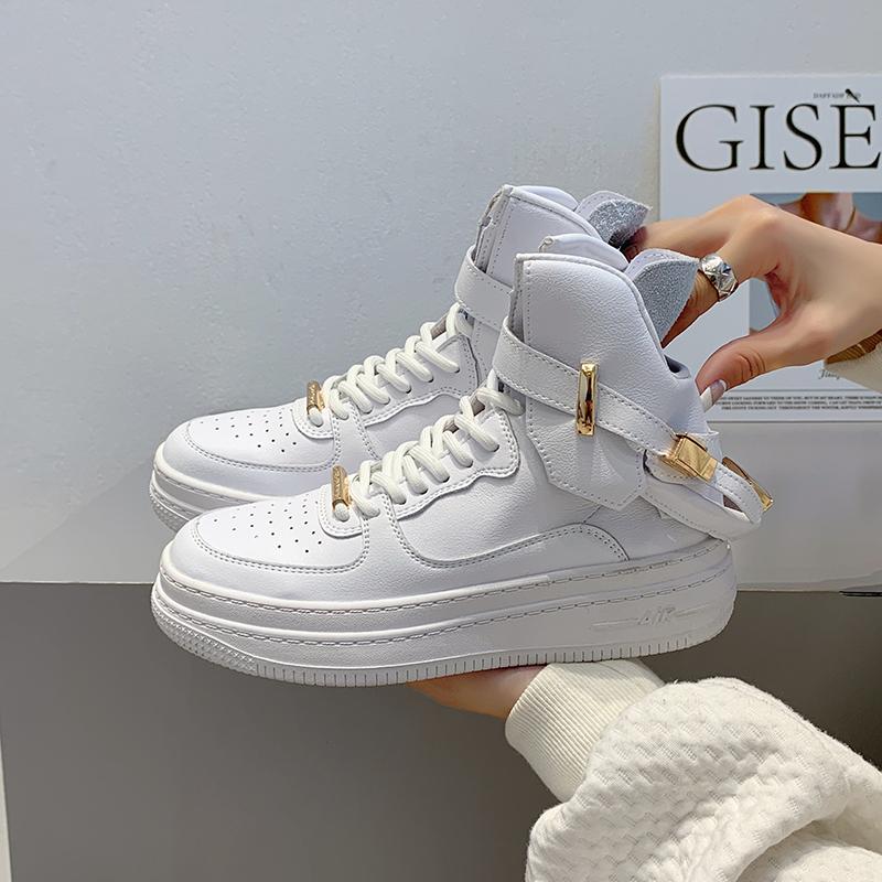Women White Sneakers High Top Womens Platform Vulcanized Shoes Tenis Feminino 2024 Fashion Casual Women Walking Flats Lace-Up