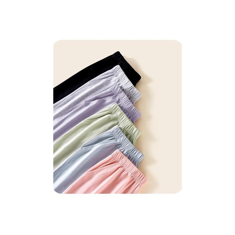 Women's Cotton Lycra Pajama Pants 180GSM Casual Loose Long Trousers With 2 Pockets Elastic Waist Home Sleepwear Pants