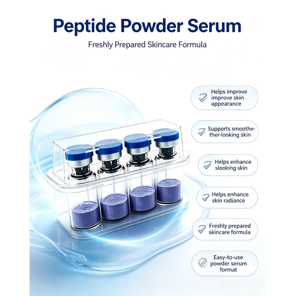 Copper Peptide Serum Powder, GHK-Cu Lyophilized Powder for Face Skin Care, 4 Vials x 3ml, Beauty Skincare Ingredient for Daily Routine