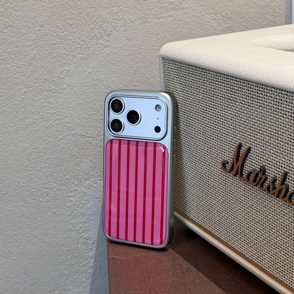 Niche Simple Color Block Stripes Case for iPhone 14/15/16/17 Pro Max
