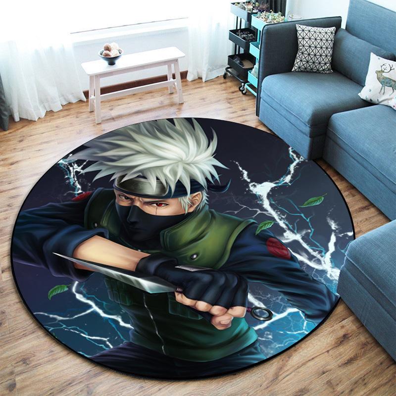 Famous Cartoon NARUTO Protagonist Uzumaki Naruto Round Carpet Soft Home Decoration Anti-slip Door Mat Outdoor Picnic Mat Carpet M7