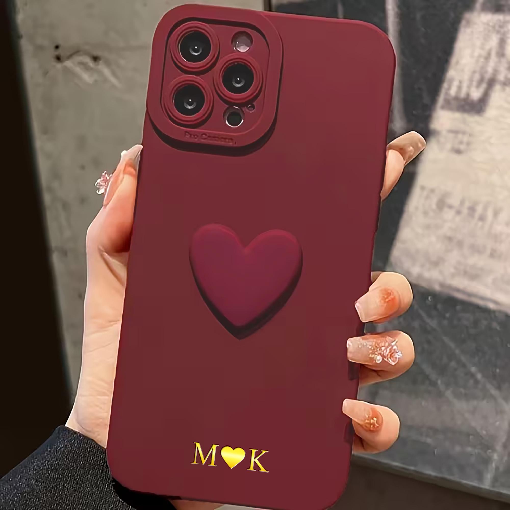 

Personalized Stylish Custom Name Acrylic Heart TPU Case for iPhone 17 16 15 14 13 Pro Max Air Hot Gold Foil Engraved Letter Case For iPhone 17 Air
