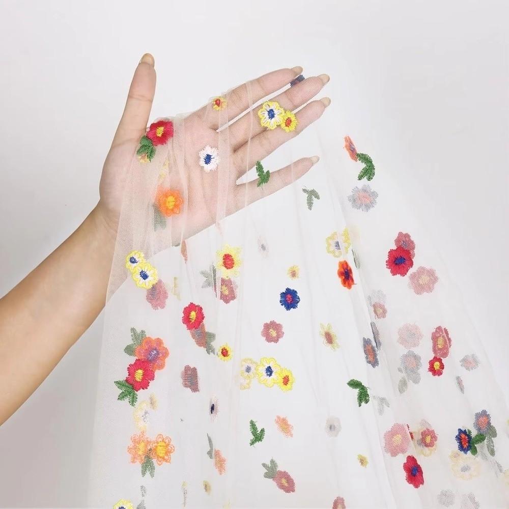 Colorful Flower Lace Tulle Runner Embroidery Daisy Floral Table Cover  for Bridal Shower
