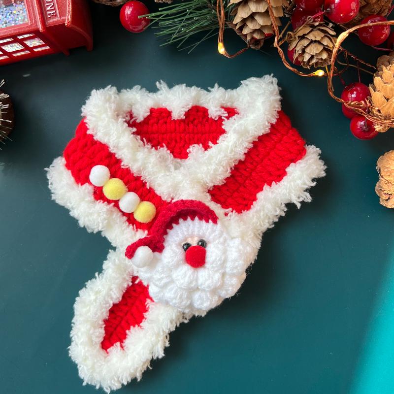 Hand-Knitted Wool Christmas Pet Snood Collar for Cats and Small Dogs