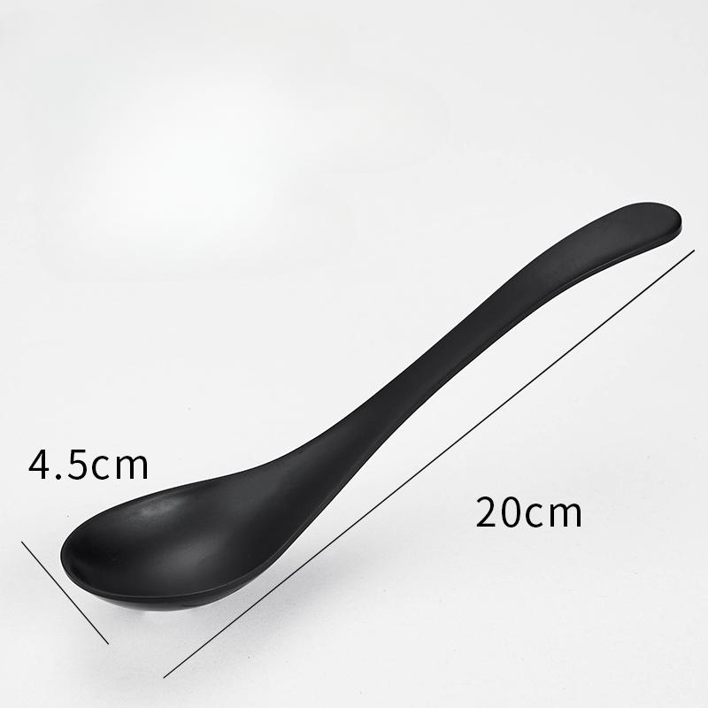 Diamine Long Handle Soup Spoon Black Imitation Porcelain Cutlery Short Handle Food Grade Plastic Spoon Korean Food Spoon