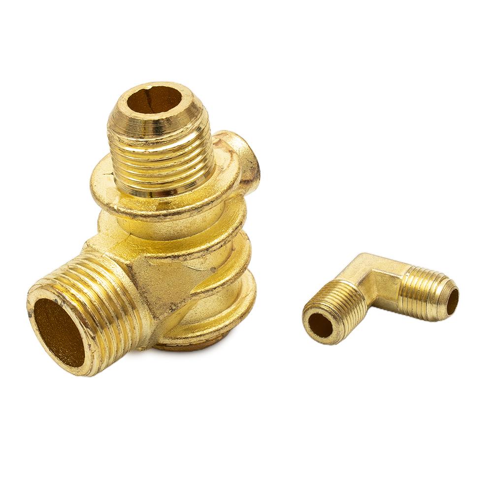 Brass 3-Way Check Valve for Air Compressor with Male Threads - Zinc Alloy Construction for Reliable Workshop Tool Replacement
