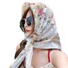 Pastoral retro floral linen triangle silk scarf women's spring and autumn literary tie code packet of the released version headscarf sunscreen shawl