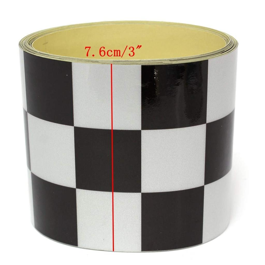 AIBOAT 3" Wide Black White Checkered Flag Vinyl Decal Tape Car Motorcycle Motorcycle Tank