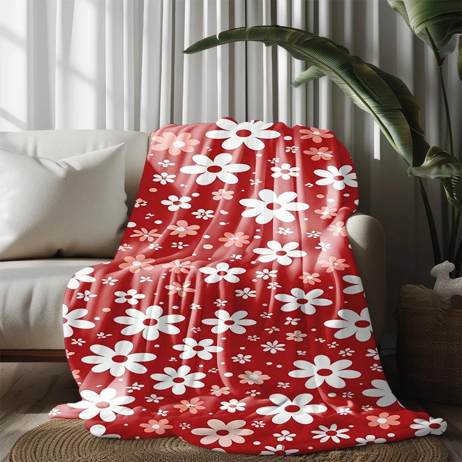 Floral Pattern Blanket Microfiber Flannel Cover Blanket Bedroom Living Room Sofa Soft And Comfortable Home Decoration