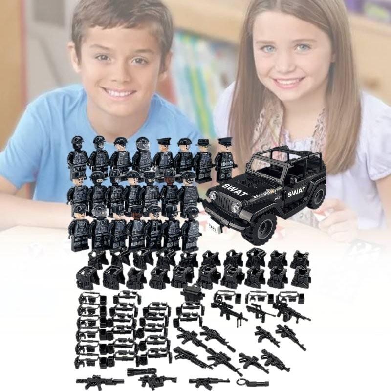 Military Action Figure Police Swat Black Special Forces Building Block Set For Kids