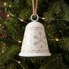 Christmas Garland Accessories Large Bell with Snowflake Design, Metal Hanging Ornament Heavy Duty Bells Jute Rope for Home, Garden, Holiday