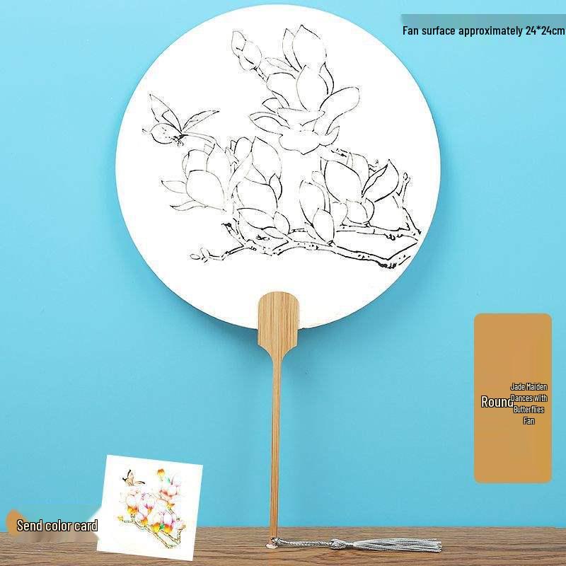 Double-Sided Thickened Xuan Paper Round Fan for Watercolor, Calligraphy, and Handwriting - Ancient Style Intangible Cultural Heritage Palace Fan.