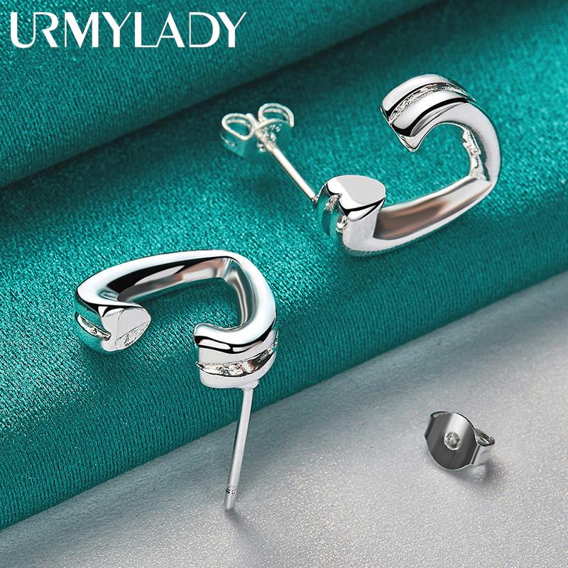 URMYLADY 925 Brincos de Prata Esterlina V Coração Stud Para Mulheres Moda Casamento Noivado Festa Jóias