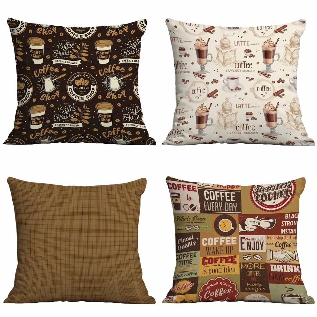 New Coffee Bean Creative Pillow Case Double-sided Printed Home Cafe Cushion Decoration