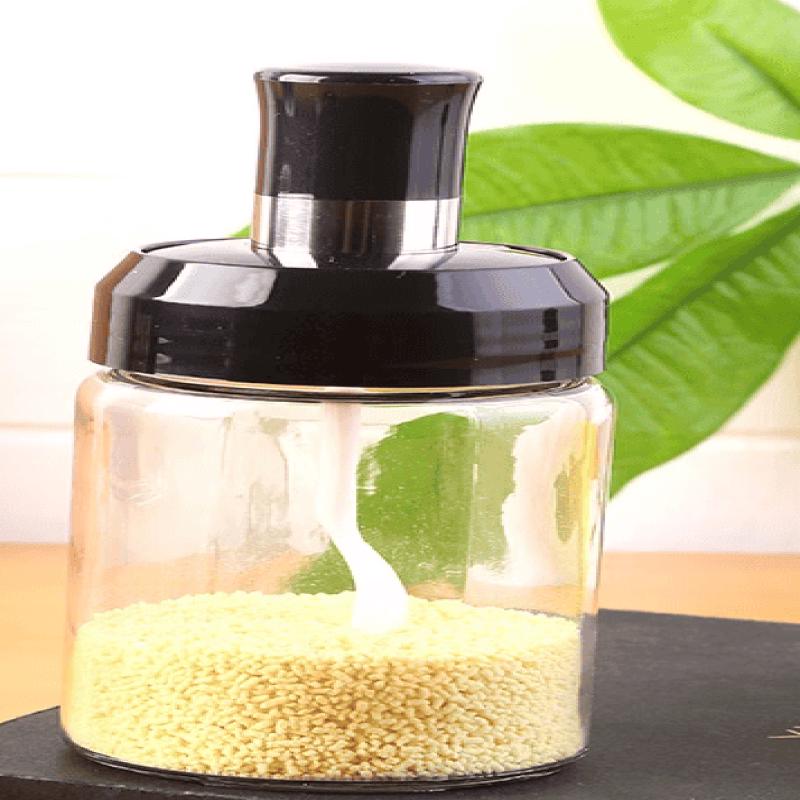 Glass Seasoning Jar with Integrated Spoon Lid