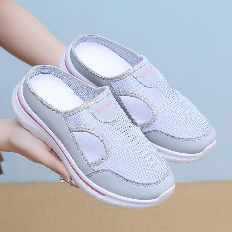 

Баотоу тапочки женские спортивные сетчатые туфли весна и лето новые универсальные дышащие сетчатые старые пекинские полушвабры тканевые туфли женские 41