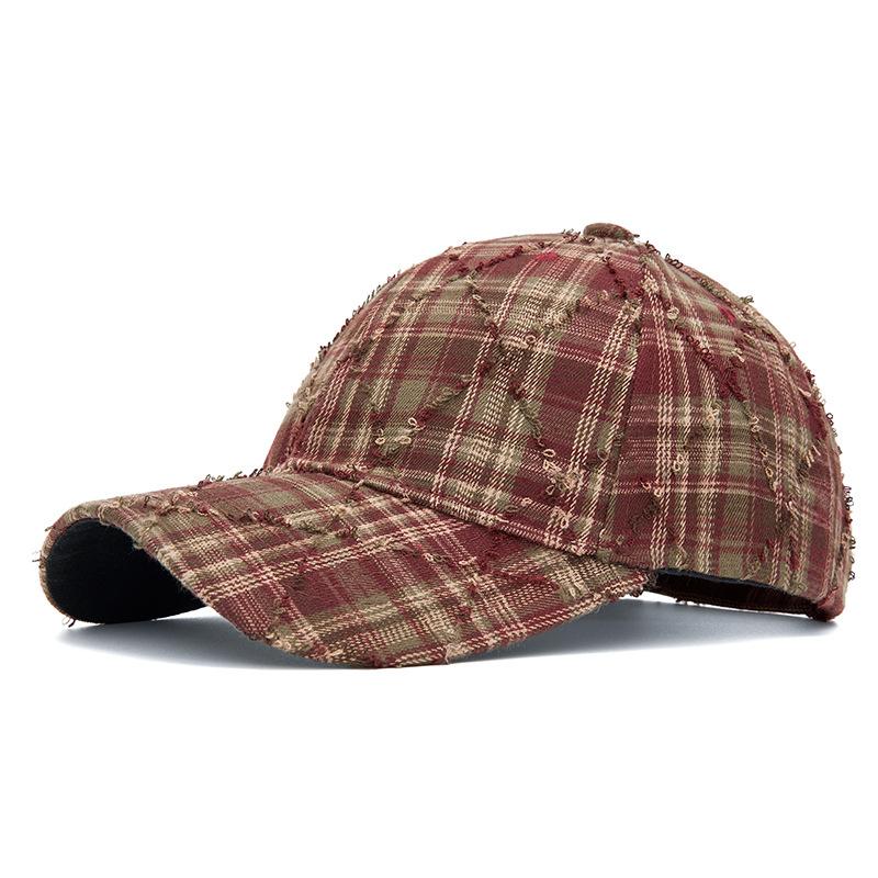 Vintage British Plaid Baseball Cap for Unisex Autumn Winter Outdoor Warm Cap