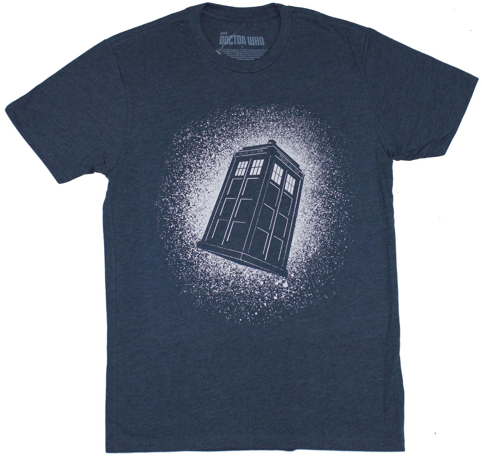 Doctor Who Mens T-Shirt - Snowy Stylized Floating Tardis Image XL