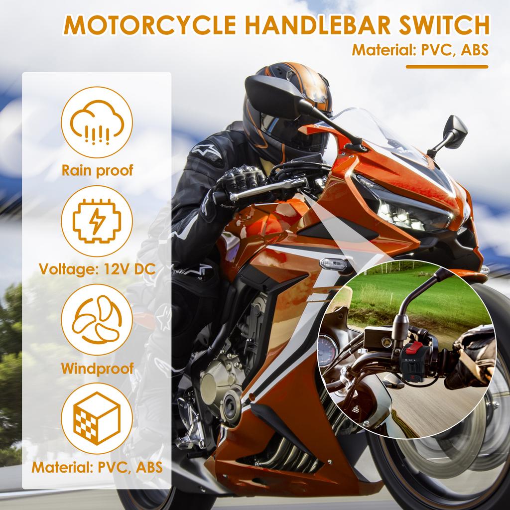 Motorcycle Handlebar Switch Control 1 Pair 7/8inch Universal Waterproof Motorcycle Horn Turn Signal Headlight Control Switch