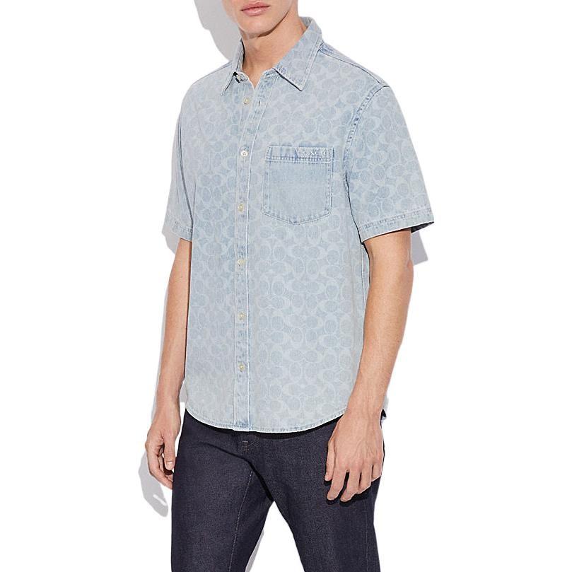 COACH SS22 Shirt Men's Light Blue C9222-S8M