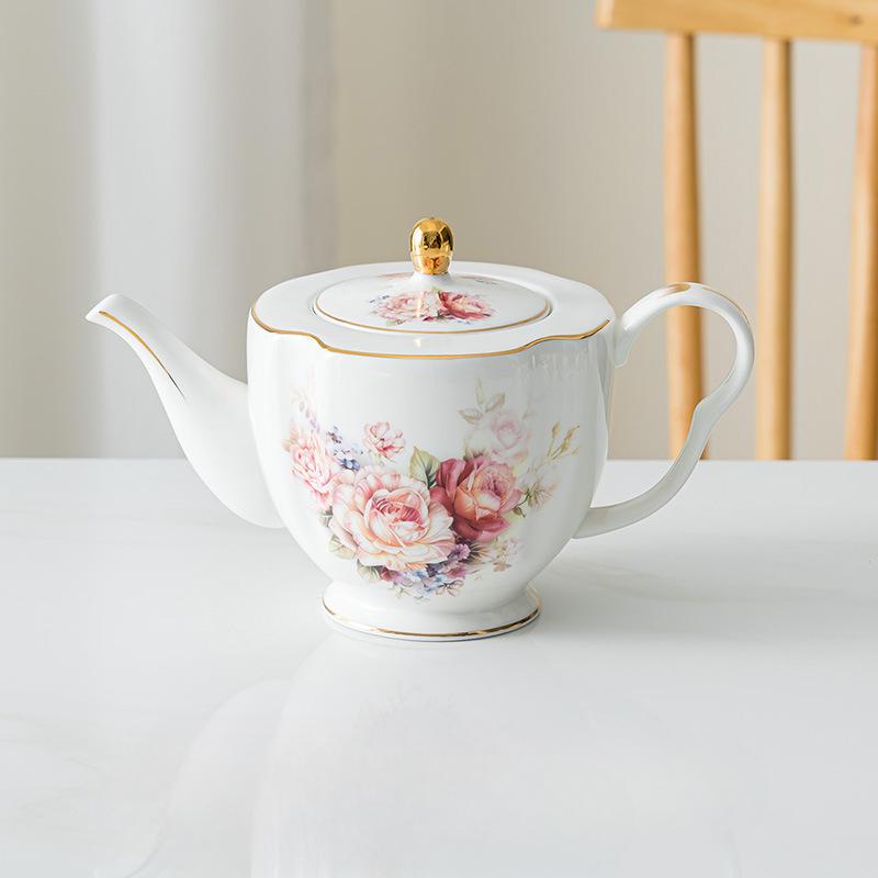 European Bone Porcelain Coffee Pot with High Aesthetic Value, Household Afternoon Tea Set, Light Luxury Ceramic Water Kettle