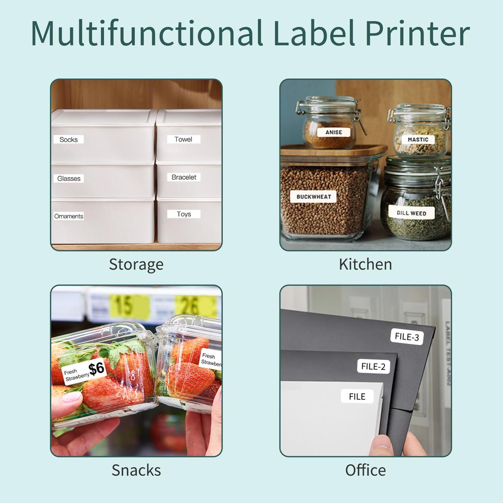Q30 Label Maker Machine Mini Pocket Thermal Label Printer with 1pcs Thermal Label Roll All in One BT Connect Adhesive
