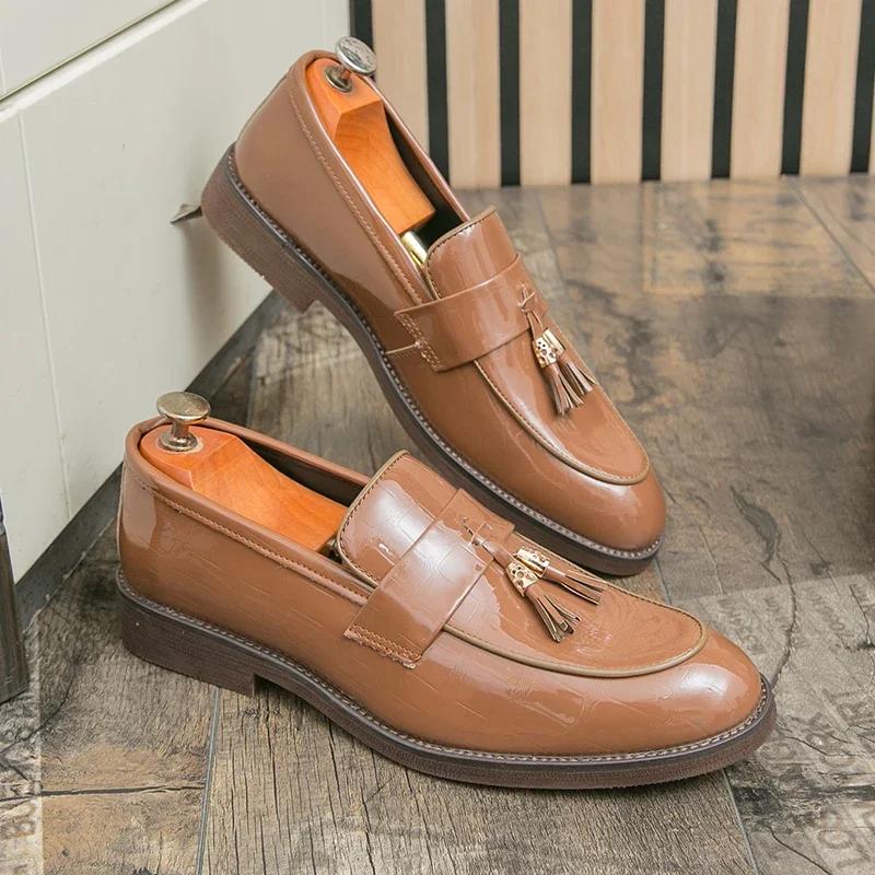 Fashion New italian shoes casual s slip on formal luxury shoes dress men loafers moccasins genuine leather driving shoes big size