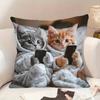 1/2pcs Cat Throw Pillow Cover, Cute Animal Throw Pillow, Bedroom Home Sofa Decorative Cushion Cover