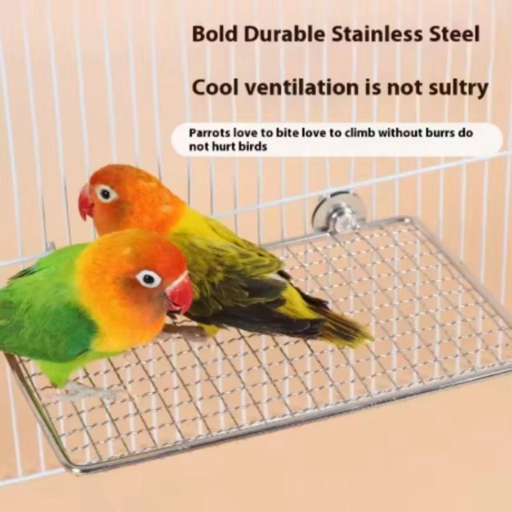 Rust-Resistant Stainless Steel Bird Perch Platform Moisture Proof Bird Rest Platform Glass Surface