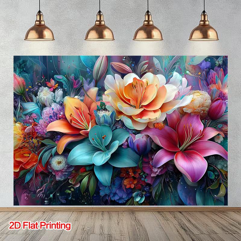 

2D Vibrant Colorful Flowers Photography Backdrop Floral Lily & Tulip Party Background 47.2x31.5inch/120*80cm