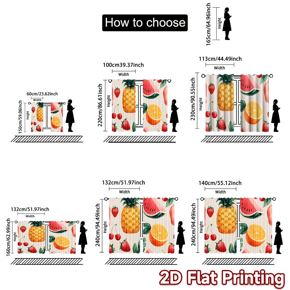 Set Of 2 Flat Printing Curtains Without Rod Fruit Fiesta Design Saint Patrick Is Day Holiday Semi Curtain With Light Filtering Polyester