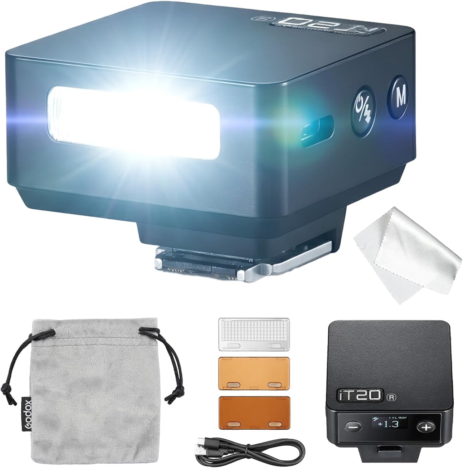 Godox IT20R Мини TTL Автоматическая вспышка для Ricoh GR HDF 700 Полный Быстрый Магнитный Цветной Фильтр Черный III/GR 3/GR IIIx/GR 3x/GRIIIx - Перезаряжаемая через USB-C,