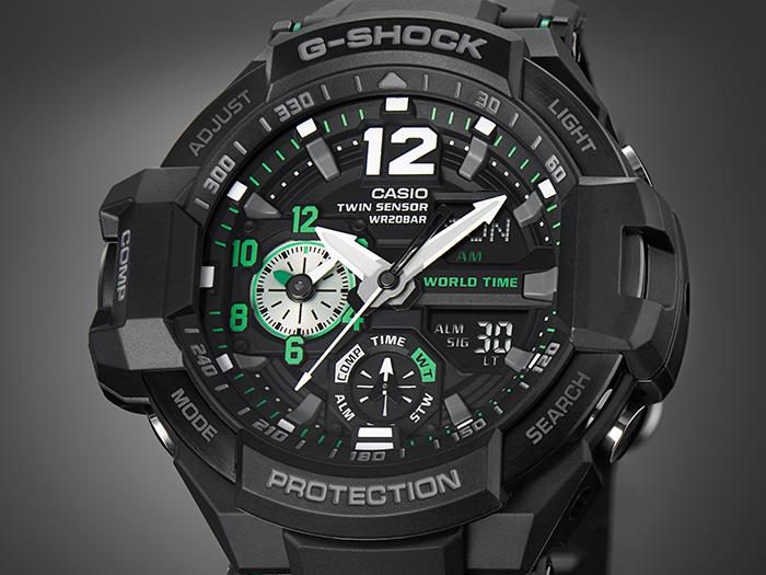 Casio Ceas Analog cu Cuarț Rezistent la Șocuri și Apă 200M din Oțel Inoxidabil pentru Bărbați GA-1100-1A3